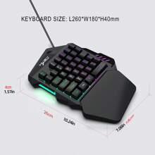 1 Stück Einhand-gaming-tastatur, 35 Tasten Doppelschuss-abs-tastenkappen, Bunte Hintergrundbeleuchtung, Membrane, Usb Kabelgebundenes Linkes Gaming-keypad, Geeignet Für Gaming Esport-peripheriegeräte