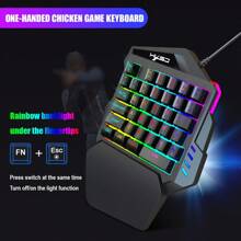 1 Stück Einhand-gaming-tastatur, 35 Tasten Doppelschuss-abs-tastenkappen, Bunte Hintergrundbeleuchtung, Membrane, Usb Kabelgebundenes Linkes Gaming-keypad, Geeignet Für Gaming Esport-peripheriegeräte