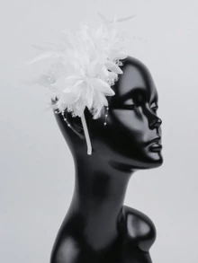 1入浪漫羽毛&網紗&珍珠新娘頭帶髮箍，適用於婚禮、伴娘、生日派對和晚會 - 網紗 - 查看 10