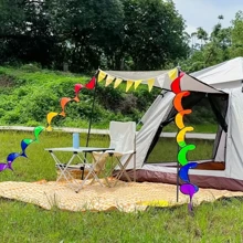 1pc Vivid Rainbow Spiral Windmill - Outdoor Hanging Decor, Ideal Choice For Garden, Camping And Parties