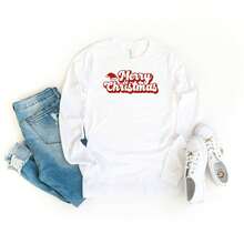 Merry Christmas Hat | Long Sleeve Graphic Tee - Xám - Xem 4