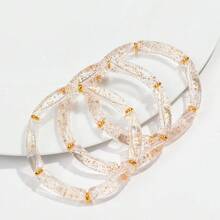 1 Set Of 3 Fashionable Bohemian Style Acrylic Colorful Curved Tubes Stretch Bracelets, Suitable For Women To Wear On Daily Basis - Three Piece Set - View 21