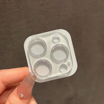 闪钻苹果15 ProMax相机镜头膜一体式14 ProMax手机相机镜头13 Pro/17保护圈边框盖钢化玻璃透水钻镜头膜