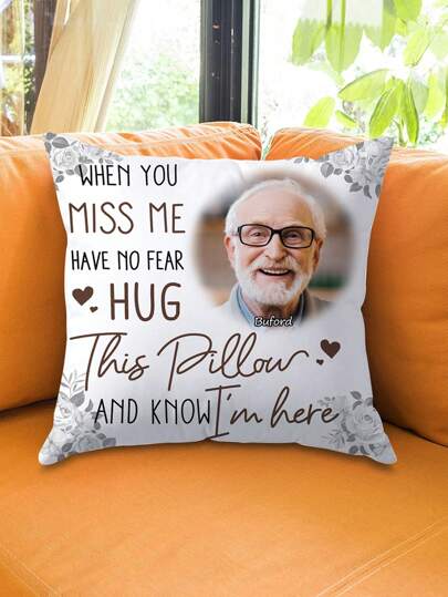 1pc Customized Photo Printed Super Soft Pillow Cover, Suitable As Gifts For Mother's Day, Father's Day, Thanksgiving, Teacher's Day, For Family, Friends, Yourself, Without Pillow Insert