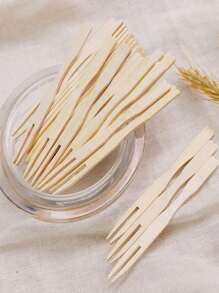 500/200/100/80/50/30pcs +/-2pcs Bamboo Fruit Forks, (Multiple Sizes Available) 8.8cm Mini Appetizer Fruit Dessert Toothpicks, For Outdoor Picnic Party Birthday Banquet Use - Apricot - View 6