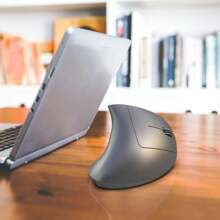 人体工学鼠标，光学垂直鼠标 USB 鼠标 2.4GHz 无线鼠标，带 6 个按钮，3 个可调 DPI，适用于笔记本电脑、台式电脑 - 灰色 - 查看 11