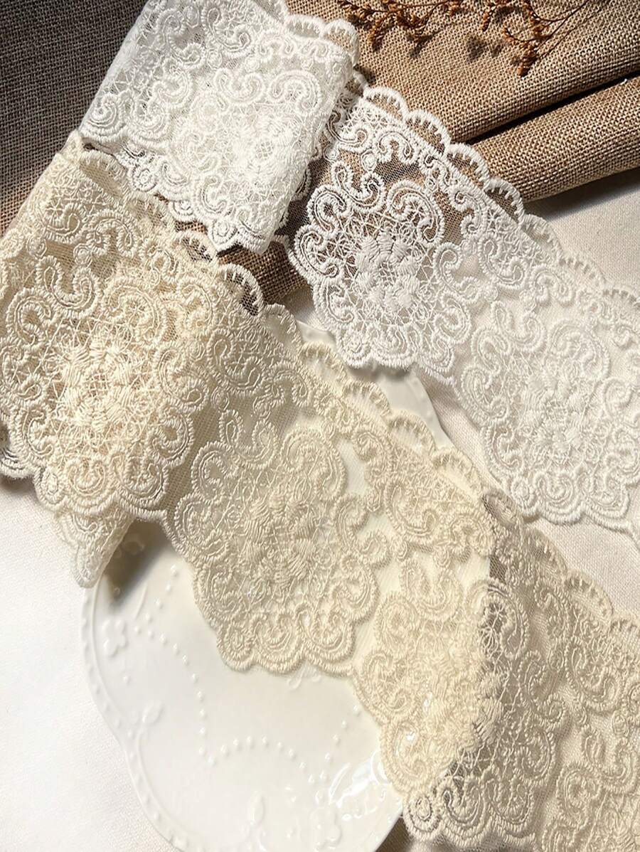 1碼松綢刺繡蕾絲提花DIY材料，適用於嬰兒服裝或裙子裝飾，歐式風格 - 彩色 - 查看 1