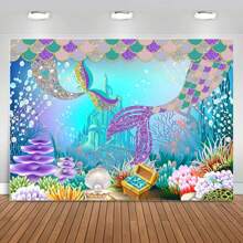 1pc 2.1*1.5M Vải phông nền nàng tiên cá dùng để trang trí tiệc cưới, tiệc sinh nhật, vải phông nền chụp ảnh làm quà tặng tốt nhất, trang trí tiệc cưới, trang trí nhà cửa, trang trí phòng tiệc tặng cô dâu - Nhiều màu - Xem 10