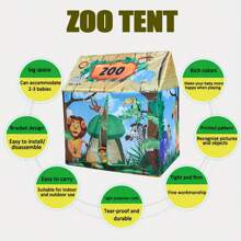 1 pezzo Tenda da gioco per bambini con motivo parco di animali selvagici, forma creativa, portatile, spazio da gioco immaginativo per interni ed esterni, angolo lettura, regalo perfetto per il compleanno degli amici per esplorare divertimento e interattività, amore di San Valentino