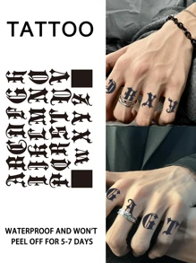 1入組26個英文字母臨時紋身貼紙，防水持久人工紋身貼紙，彩色不反光，適用於男女手指、頸部、手腕和腳踝