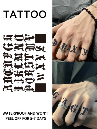 1pc 26 English Letter Temporary Tattoo Stick Waterproof Last Week Artificial Tattoo Color Non-Reflective Disposable Suitable For Men And Women Fingers And Neck And Wrist And Ankle