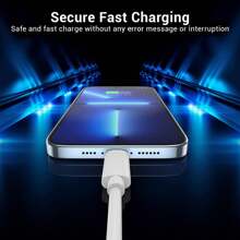 1/3/5入組充電線，蘋果Lightning轉USB C線，2.4A快速充電手機長充電器，適用於iPhone 12/11/11Pro/11Max/X/XS/XR/XS Max/8/7/6/5S/SE(白色，長度3.3英尺) - 白色 - 查看 2