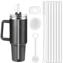 6 paquetes de pajitas reutilizables de repuesto para los vasos de 30 Oz y 40 Oz H2.0 con asa, con juego de tapones anti-derrames, cepillo de limpieza y tapa protectora para accesorios de vaso, cocina, regalo de Navidad