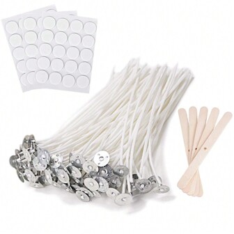 205pcs Candle Wick Pre-Waxed For Candle Making,Candle DIY,Candle Wick Pre-Waxed With Candle Wick Stickers,Candle Wick Centering Device,Halloween, Christmas, Birthday Parties