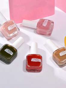 No Baking Quick Dry Long-Lasting Nail Polish For Nail Salon, DIY Peel Off Nail Color, Transparent & Nude Shades, Red Nail Polish