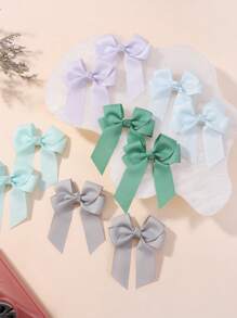 30pcs Macaron Colored Bow Hair Clips, Random Color, Perfect For Daily Wear And Travel - 彩色 - 查看 6