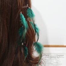 Set de 6 piezas de accesorios para el cabello decorados con plumas para mujer de moda - Marrón - Ver 4