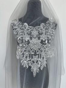 1 Piece Of Exquisite Flower Pattern Embroidery With Lace Applied To Wedding Dresses, Bridal Dresses, Dance Costumes, And Other Unique Additions - White - View 8