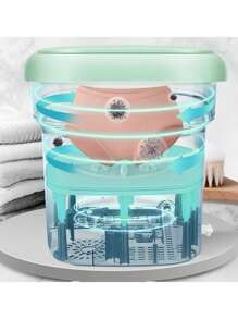 Minil 8 Liter High Capacity Portable Folding Washing Machine With 3 Deep Cleaning Modes, Semi-Automatic Washing With Gentle Spin Drying - Green - View 2