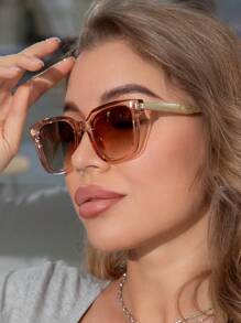 Vintage Square Frame & Thick Frame Plastic Sunglasses, Classic Design For Outdoor, Travel, Beach, Vacation, Uv Protection Elegant Sunglasses Beach Sun Glasses Christmas Basics And Suit For Sweater Jeans Sweatpants Hoodie Jackets Dress And Long Sleeve Shirt Fashionable Shade Elegant Outfit Family Outings Travel Vacation Holiday For Summer Beach Vacation,Outdoor,Travel - Multicolor - View 2