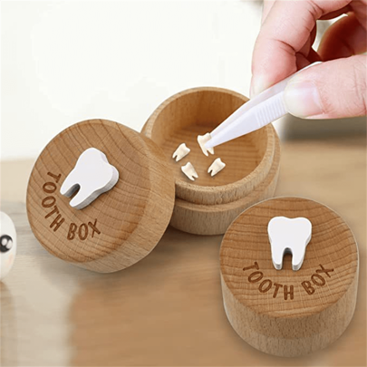 1PC Modern Minimalist Baby Teeth Box For Boys And Girls, Children's Teeth Collection Commemorative Box, Fetal Hair And Umbilical Cord Preservation Wooden Box Baby Shower Family Decorations Gifts Baby Shower Easter Gifts Things For Girls/Boys