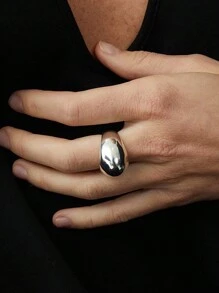 Damski gruby pierścionek z jajkiem zwykły posrebrzany pierścionek żeński niszowy środkowy palec - pierścień - Zobacz 5