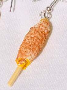 Earrings, Dangle Earrings With Corn, Cob, Corn, Cute Design - Yellow - View 3