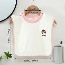 2入組嬰兒兒童兩用毛巾，雙面牙刷和臉部清洗和進食防水防污圍兜和口水巾，柔軟吸水面和防水背面 - 粉紅色小女孩+駝色小獅子 - 查看 3