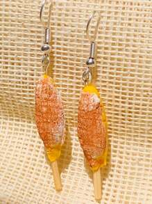 Earrings, Dangle Earrings With Corn, Cob, Corn, Cute Design - Yellow - View 1