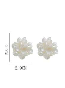 1pair French-Style White Luxury Wedding Bridal Flower Design Earrings For Daily Use. Valentine's Day Accessories,Summer,Jewellery - White - View 5
