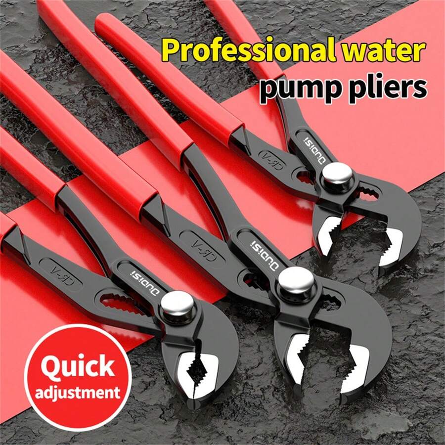 7英寸、10英寸、12英寸水泵鉗，多功能可調開口管鉗，大鼻子鉗子，扳手，大口徑水管鉗 - 紅色 - 查看 1