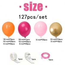 Set de 127 piezas Guirnalda de globos en rosa intenso y naranja, globos metálicos en naranja mate, rosa, oro, rosa claro y oro para decoración de baby shower, cumpleaños, boda, fiesta tropical, fiesta de flores silvestres - Multicolor - Ver 2