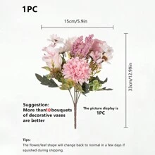 1pc/3pcs/80pcs Faux Silk Hydrangea Flower Bouquet, Fake Tea Rose, Suitable For Spring & Autumn Wedding Vase, Home, Restaurant, Bedroom, Bathroom, Room Decor, Mother's Day, Father's Day, Holiday Birthday Party, Outdoor Garden Decor - Multicolor - View 2