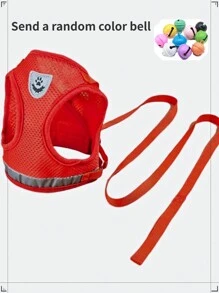小型狗犬升級版背心牽引繩 Teddy Corgi 幼犬狗鏈繩，適用於貓狗牽引，後胸加繩索及隨機顏色鈴鐺 - 紅色 - 查看 12