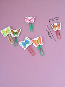 6 piezas Clips de papel en forma de mariposa mixta creativos separadores de libro - Multicolor - Ver 2