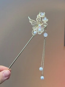 1 Máy Tính Nhiều Màu Sắc Hoa Tua Rua Mặt Dây Dính Tóc, Đơn Giản & Thanh Lịch Tóc Vintage Ngọc Trai Giả Cho Cô Dâu Cưới Phụ Kiện Tóc - Nhiều màu - Xem 11