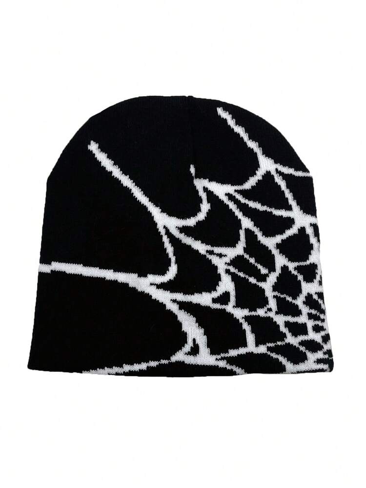 1 pieza Gorro de mujer con diseño de telaraña de moda para uso diario en invierno y otoño, Halloween - Blanco - Añade 7