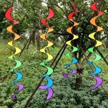 1pc Vivid Rainbow Spiral Windmill - Outdoor Hanging Decor, Ideal Choice For Garden, Camping And Parties