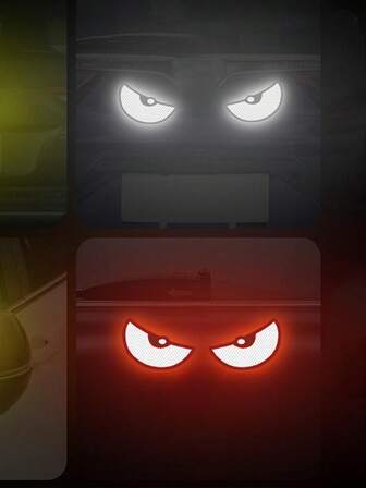 2 piezas de pegatinas reflectantes, pegatinas para motocicletas y bicicletas, pegatinas de advertencia para automóviles, pegatinas personalizadas creativas y divertidas para automóviles, pegatinas de ojos grandes para automóviles