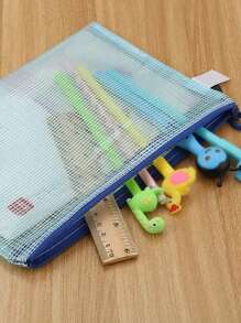 5pcs Mesh Zipper Stationery Storage Bag A4 A5 A6 B5 A3 B4 Document Pouch Mesh Zipper Folder School Office Supplies Back To School - Multicolor - View 4