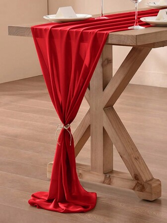 1 件/2 件红色雪纺桌旗、生日装饰桌布、婚礼派对房间装饰桌面装饰桌布、圣诞装饰、圣诞装饰、2026 新年装饰、婚礼欧根纱、婚礼背景装饰纱横幅椅子装饰红色雪纺纱、派对回礼、婴儿淋浴装饰纱、夏季用品