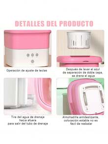 Minil 8 Liter High Capacity Portable Folding Washing Machine With 3 Deep Cleaning Modes, Semi-Automatic Washing With Gentle Spin Drying - Pink - View 7