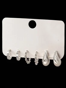 3 Pairs European And American Popular Exquisite And Simple Asymmetric Geometric Design Gold-Plated Metal Spiral Teardrop-Shaped Small C-Shaped Earrings With Inlaid Rhinestones Decoration, Suitable For Women To Wear On Daily And Festival Occasions, At Work, As Gifts, Or As Jewelry Accessories - Multiple Sets Of Earrings - View 15