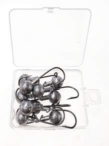 One Box Of 10 Silver Imitation Bottom Fishing Hook With Lead Head And T-Shaped Soft Lure For Largemouth Bass And Gunnels