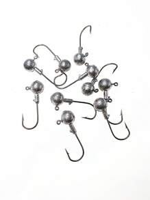 One Box Of 10 Silver Imitation Bottom Fishing Hook With Lead Head And T-Shaped Soft Lure For Largemouth Bass And Gunnels