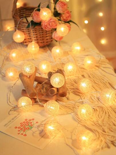 1 buc 1,5 m/3 metri 10/20 LED-uri decorative cu șir de lumini, lumini sferice pentru decor interior pentru dormitor, lumini sferice cu LED-uri pentru decor de perete pentru cameră, lumini decorative pentru cort pentru bebeluși, decor de nuntă, lumini decorative pentru petrecere de ziua de naștere, lumini sferice cu LED-uri pentru decor de cort pentru camping în aer liber, potrivite pentru decorul bradului de Crăciun, lumini decorative de masă de Crăciun