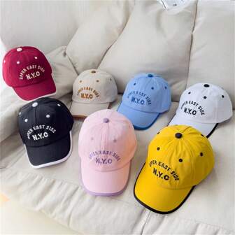 1pc Children Baby Embroidered Border Sun Ion Breathable Classic Baseball Cap For Spring And Summer Outdoor Activities