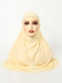 1pc Women Hijab Solid Color Face Slimming Head Scarf And Small Robe, Turban Headband, Sun Blocker And Decorative Undercap For Abaya Daily Under Cap Women Veil,Beach,Holiday - Multicolor - View 5