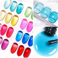 MEET ACROSS 8pcs Crystal Jelly Glass Gel Nail Polish Set, 7ml, Semi-Transparent Blue Pink Yellow Candy Colors, Soak-Off UV Gel Nail Polish, Ice Sensation, Removable UV LED Manicure, Salon DIY Gel Nail Design Decor, Home Manicure Gift, Women Gift - 彩色 - 查看 4