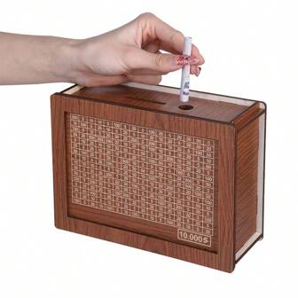 1pc Decoration Sign Piggy Bank DIY Wooden Money Box, Reusable & Writable. Suitable For Coins And Bills. Best Gifts Birthday Graduation